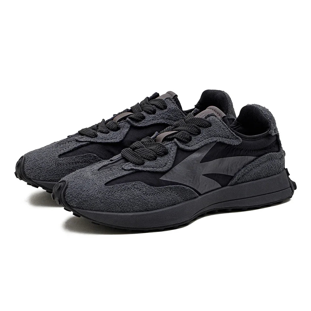 Spring Vintage Thick-soled Patchwork Black Sneakers Casual Breathable Jogging Shoes Low-top Lace-up Sporty Summer Shoes