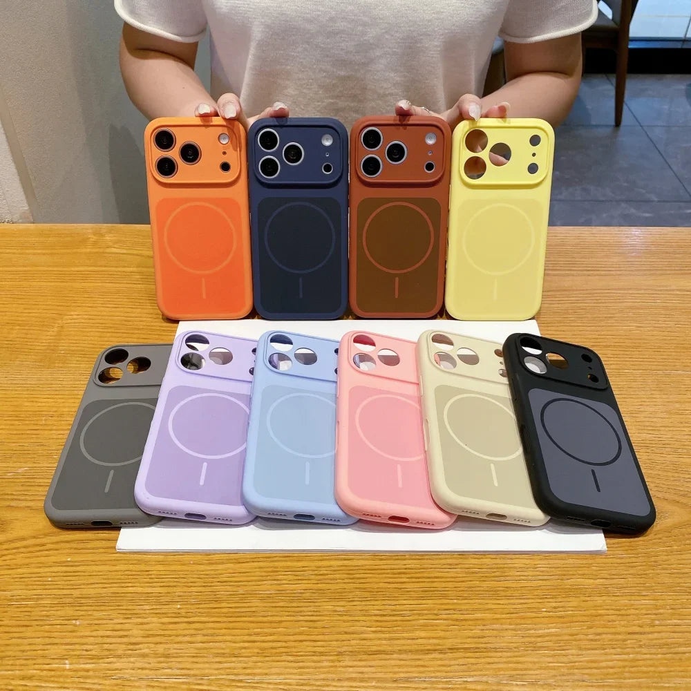 Original Silicone Candy Color for Magsafe Case for iPhone 17 Pro Max 16 15 14 13 Pro Max Magnetic Shockproof Soft Full Cover