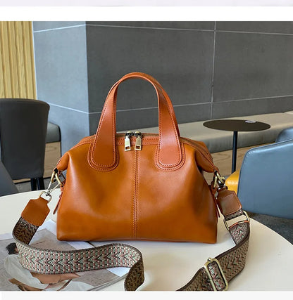 MS Genuine Leather Woman Bags Luxury Retro Shoulder Handbag Vintage Lady Messenger Casual Tote Crossbody Purses Black 2023 New