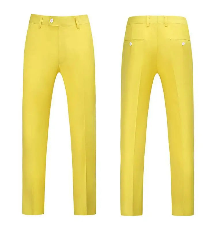 19 Colors High Quality Men's Solid Color Slim Fit Suit Pants Fashion Formal Business Social Groom Wedding High End Trousers