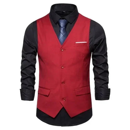 Blue Suit Vest, Men's Business Sleeveless Vests Jacket, Asian size S-6XL, Wedding Party Waistcoat, Red Purple Black Gray