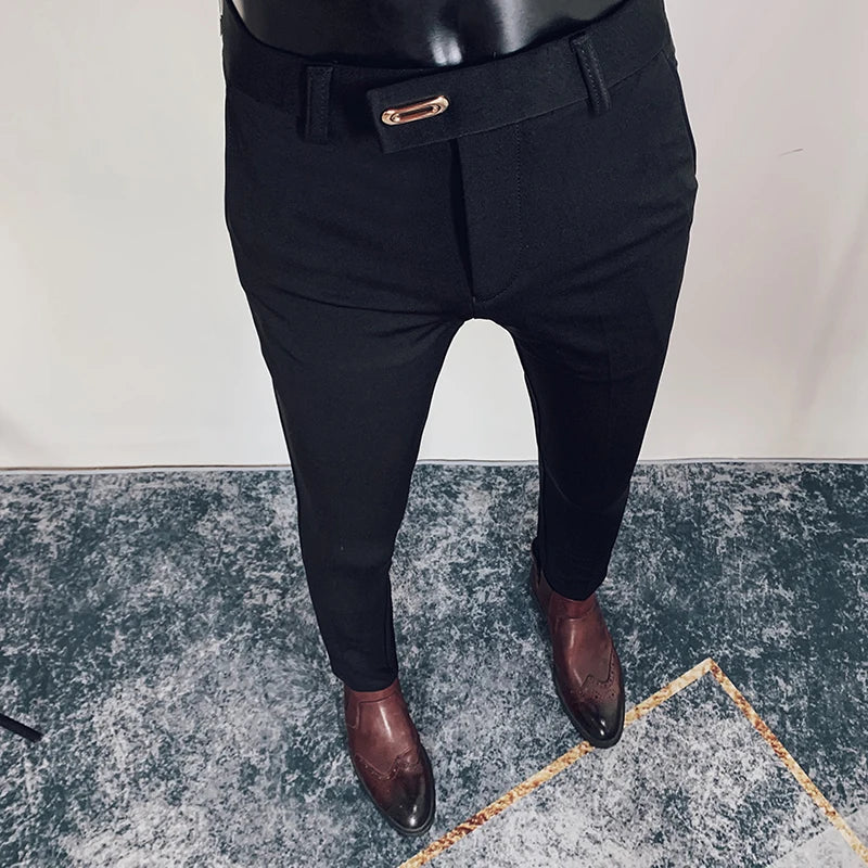 Men Suit Pants Dress Pantalone Hombre Stretch Slim Formal Trousers Calça Masculina Solid Color Casual Pants Fashion Men Clothing