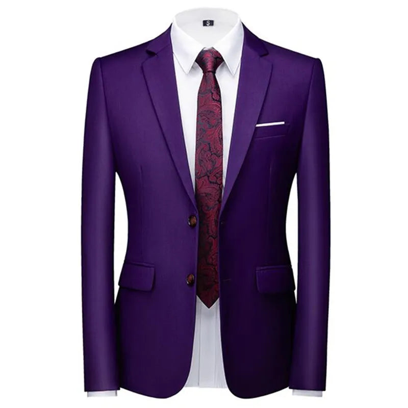 New Male Solid Colour Formal Suit Jacket 21 Colours Available Men Wedding Prom Party Tuxedo Blazer Slim Fit Coats