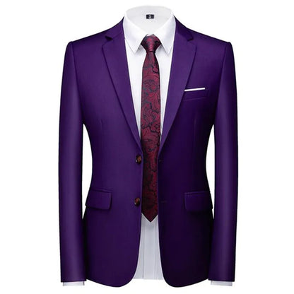 New Male Solid Colour Formal Suit Jacket 21 Colours Available Men Wedding Prom Party Tuxedo Blazer Slim Fit Coats