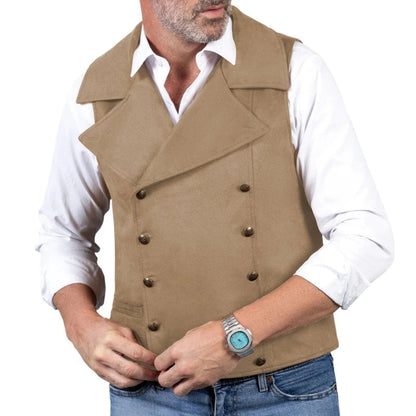 Men Vest Brown Double Button Frosted Velvet Waistcoat For Banquet Birthday Wedding Business Work Formal Set Men Suit Vest