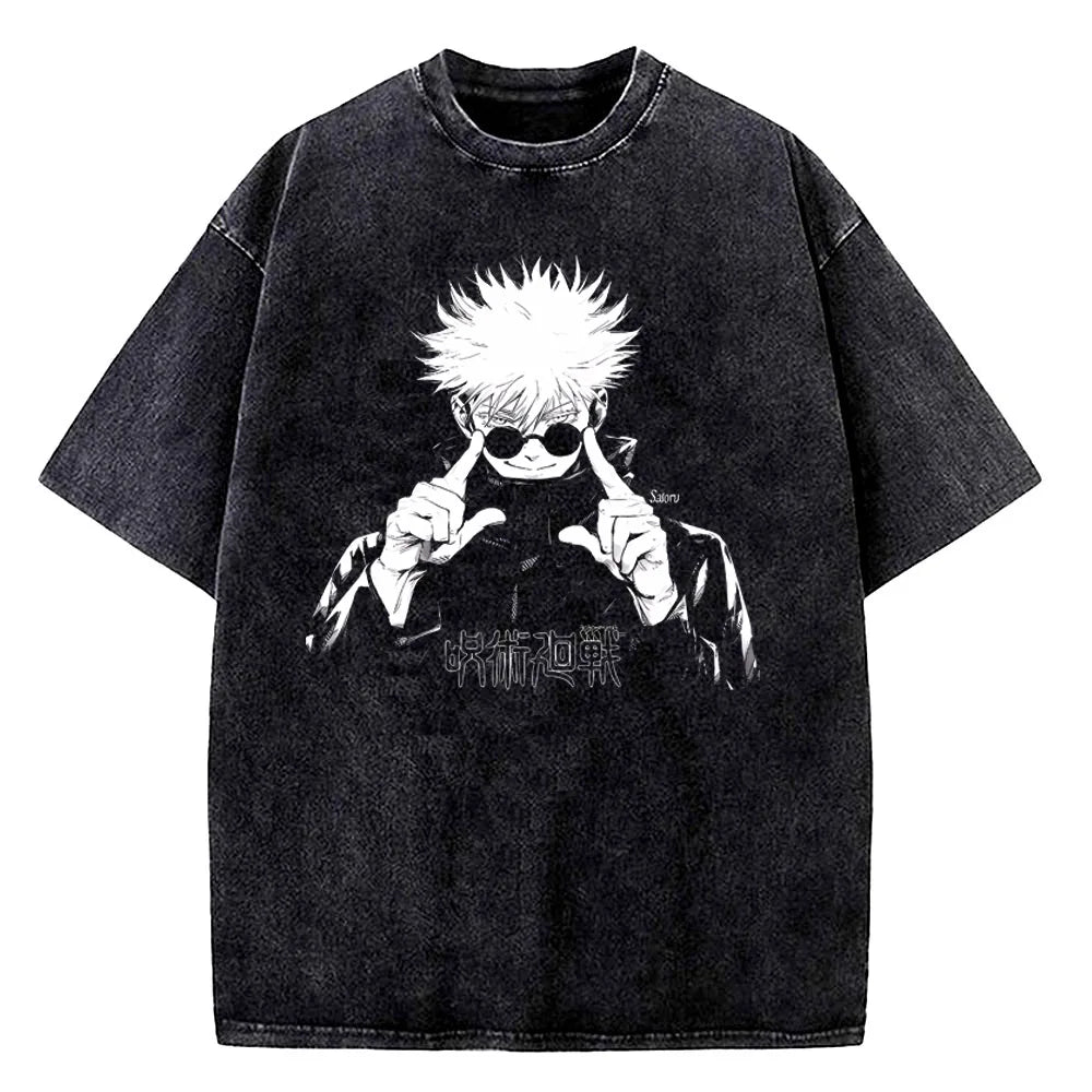 Anime Jujutsu Kaisen Choso Print T Shirt Men Women Y2k T-shirts Vintage Washed Cotton Tee Harajuku Male Short Sleeve Tshirt
