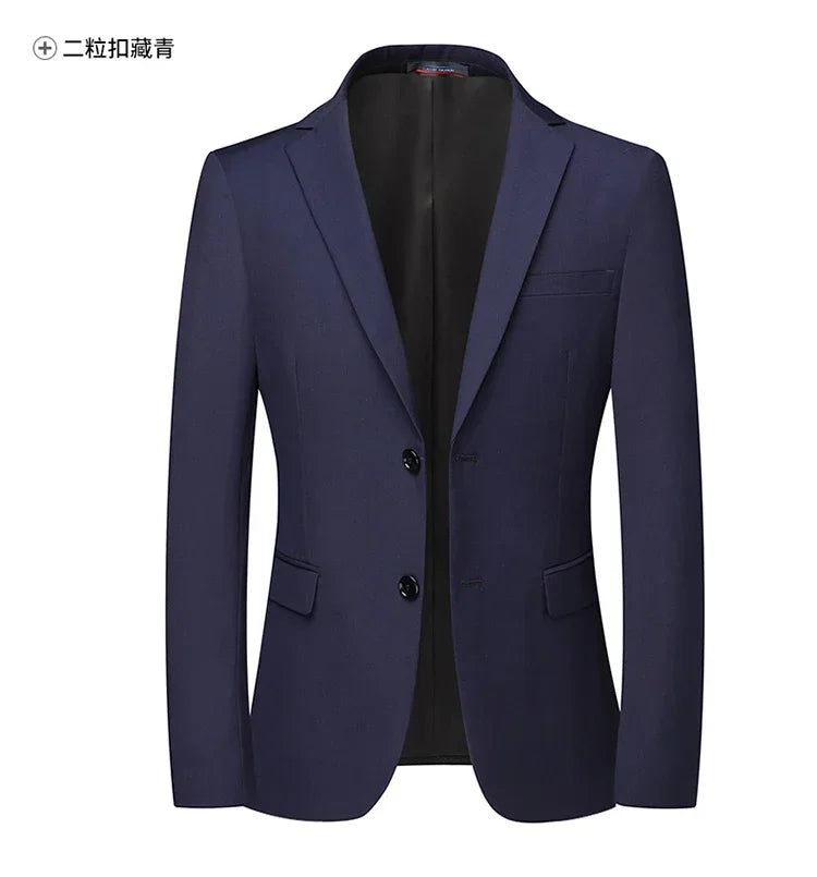 Solid Color Blazer New Men's Fashion Business Solid Color British Style Professional Work Groom Wedding Dress Best Man Blazer