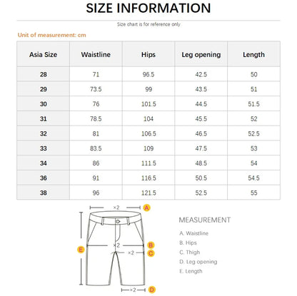 Summer Men's Denim Shorts Retro Motorcycle Elastic Cotton Fashion Knee Length Short Jeans Zipper Hip Hop Rock Streetwear