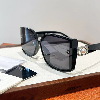 Fashion Square UV400 Polarized Sunglasses for Women Pearl Elegant Sun Protection Ladies Oversized Sun Glasses Gafas De Sol Mujer