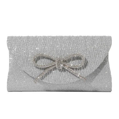 Women Elegant Evening Handbag Shiny Crystal Bow Flap Clutch Purse Envelope Dinner Evening Clutch Bags Wedding Party Prom Purse