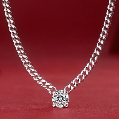 100% 925 Silver Cuban Chain Necklace 1CT 2CT 3CT Moissanite Pendant Necklaces for Women Men Plated 18k Gold Jewelry with GRA