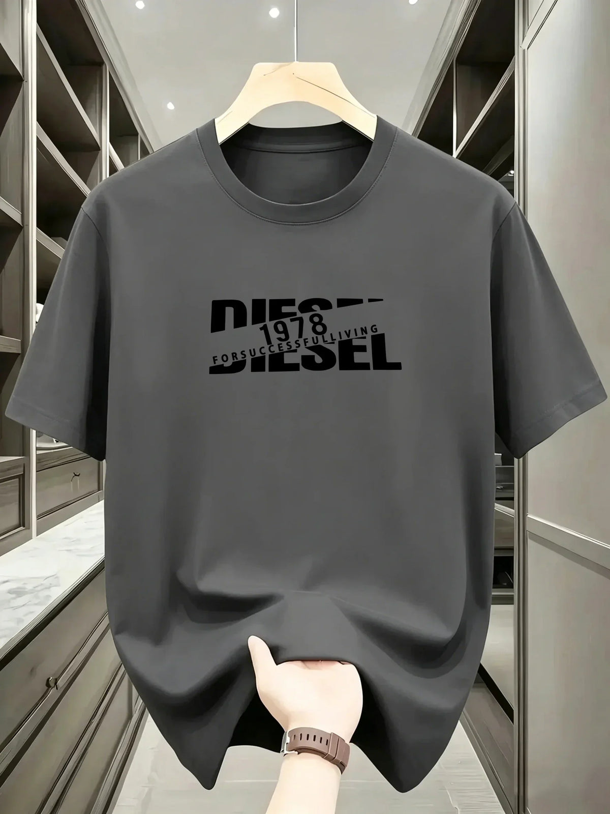 New European and American Trendy Men's Fashionable Casual Short Sleeved T-shirt, Solid Color T-shirt, Men's Summer Sports Tops