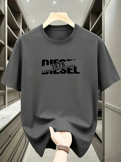 New European and American Trendy Men's Fashionable Casual Short Sleeved T-shirt, Solid Color T-shirt, Men's Summer Sports Tops