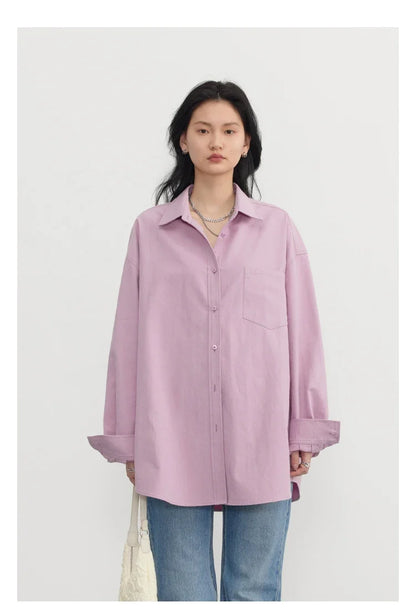 Korean Women's Long-sleeved Shirt Loose Woman Tops Fashion Woman Blouse Office Lady Coat 2025 Spring Autumn Clothing