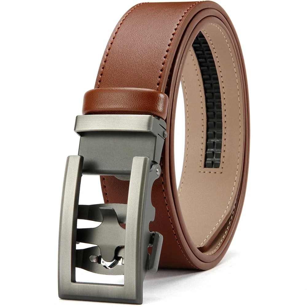 DOOPAI New Mens Belt Hollow Automatic Mens Belt Genuine Leather Luxury Belt  For Men Belt Male Strap Male Metal Automatic Buckle