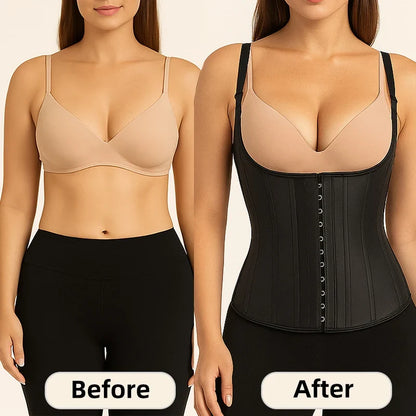 Latex Waist Trainer Corset Women 25-Steel Bones Body Shaper Fajas Slimming Girdle Adjustable Hooks and Straps Tummy Control Vest