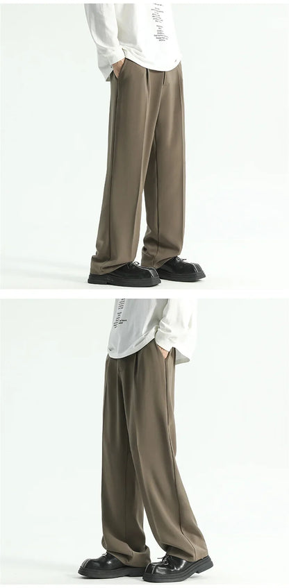 Men's Straight Pants Thin Man Black Comfortable Pant Summer Casual Streetwear Loose Trouser Japanese 5XL Trendy Fashion