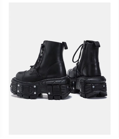 Leather Heightened 10cm Thick-soled Men's High-top British Style 2025 New Trendy Men's Boots Ruffian Handsome