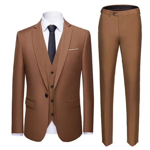 2026 New Men's Suit 3-Pieces Set (Jacket+Pants+Vest) Wedding/Party/Office Coat and Vests Trousers, Asian Sizes M-5XL 6XL.