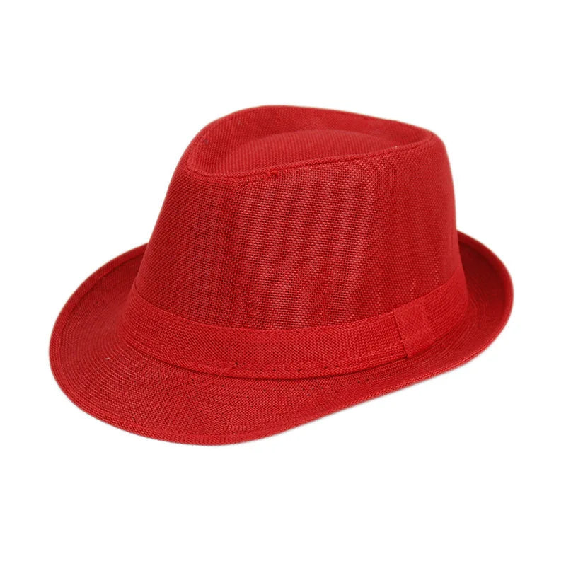 Summer Fedoras for Men Middle old aged Cap Linen Panama Solid  Jazz Hat Cowboy  Men's Women's  British Party Sun Hat