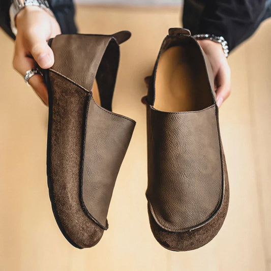 Man Loafers Outdoor Walking Fashion Mens Casual Shoes Soft Leather Comfort Half Slippers Breathable Lazy Driving Shoes