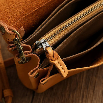 High Quality Genuine Leather Women Crossbody Bag New Style Multi-Layered Messenger Bags Small Female Mobile Phone Purse Bag
