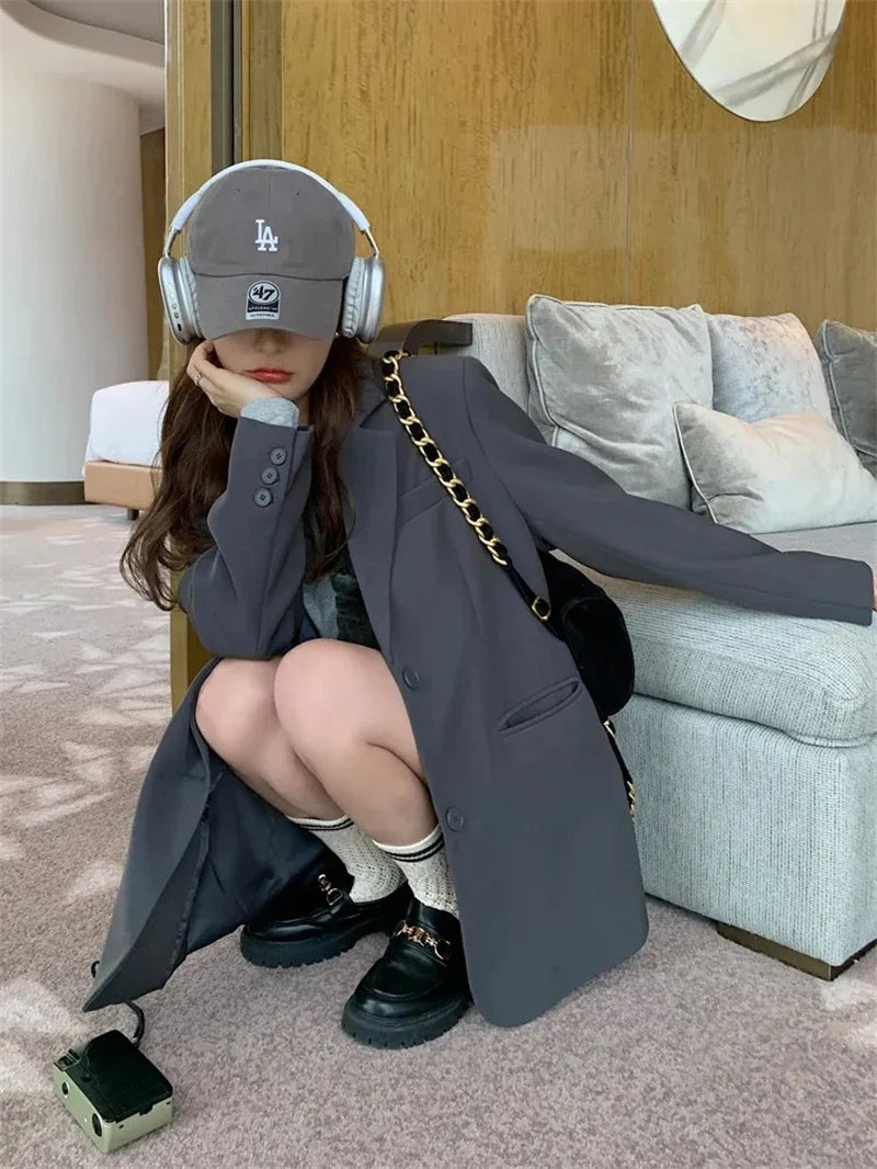 Women's Suit Coat 2025 Spring Autumn Temperament Split Design Sense Ladies Blazer Jacket Elegant Korean Version Lady Outerwear