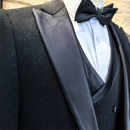 Luxury Man Suits High Quality 3 Pieces Littering Rhinestone Embellishment Wedding Dress Shining Flash Diamond Tuxedo Dinner Suit