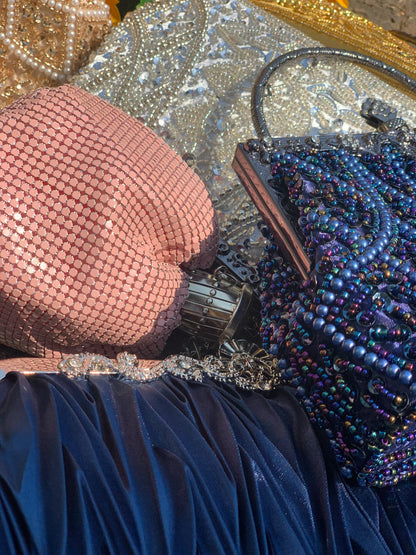 Lost in Vintage Glitter Sparking Evening Bag Handbag with Aluminum Pieces Crossbody Clutches Shoulder Metallic Chains