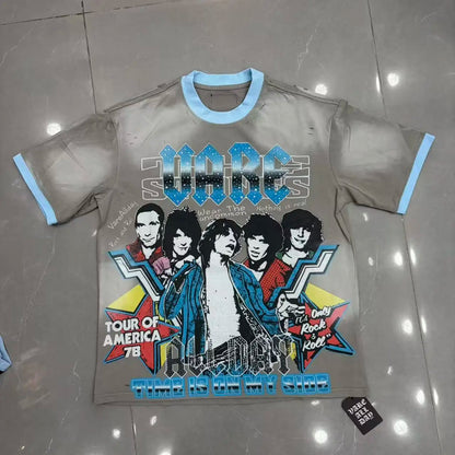 Streetwear Letter Rhinestone Cotton Short Sleeve Tshirts for Men and Women Harajuku Hip Hop Loose Shinning Diamond Tees Oversize