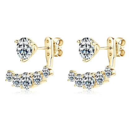 2 in 1 0.5CT Round Brilliant Cut D Color Moissanite Stud Earrings for Women S925 Silver GRA Certified Pierced Earring Gift