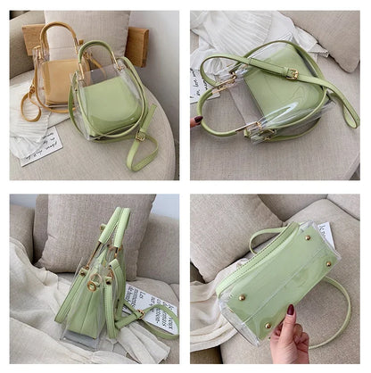 Fashion Transparent Women Shoulder Bag Jelly Candy Summer Beach Handbag for Female Messenger Bags Bolsa Totes Bucket Bag