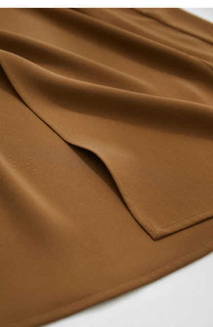 Minimalism Women Skirts 2024 Spring New Asymmetric Lap Piece A-line Solid Trendy Commuter Mid-Calf Skirt For Lady 12421040