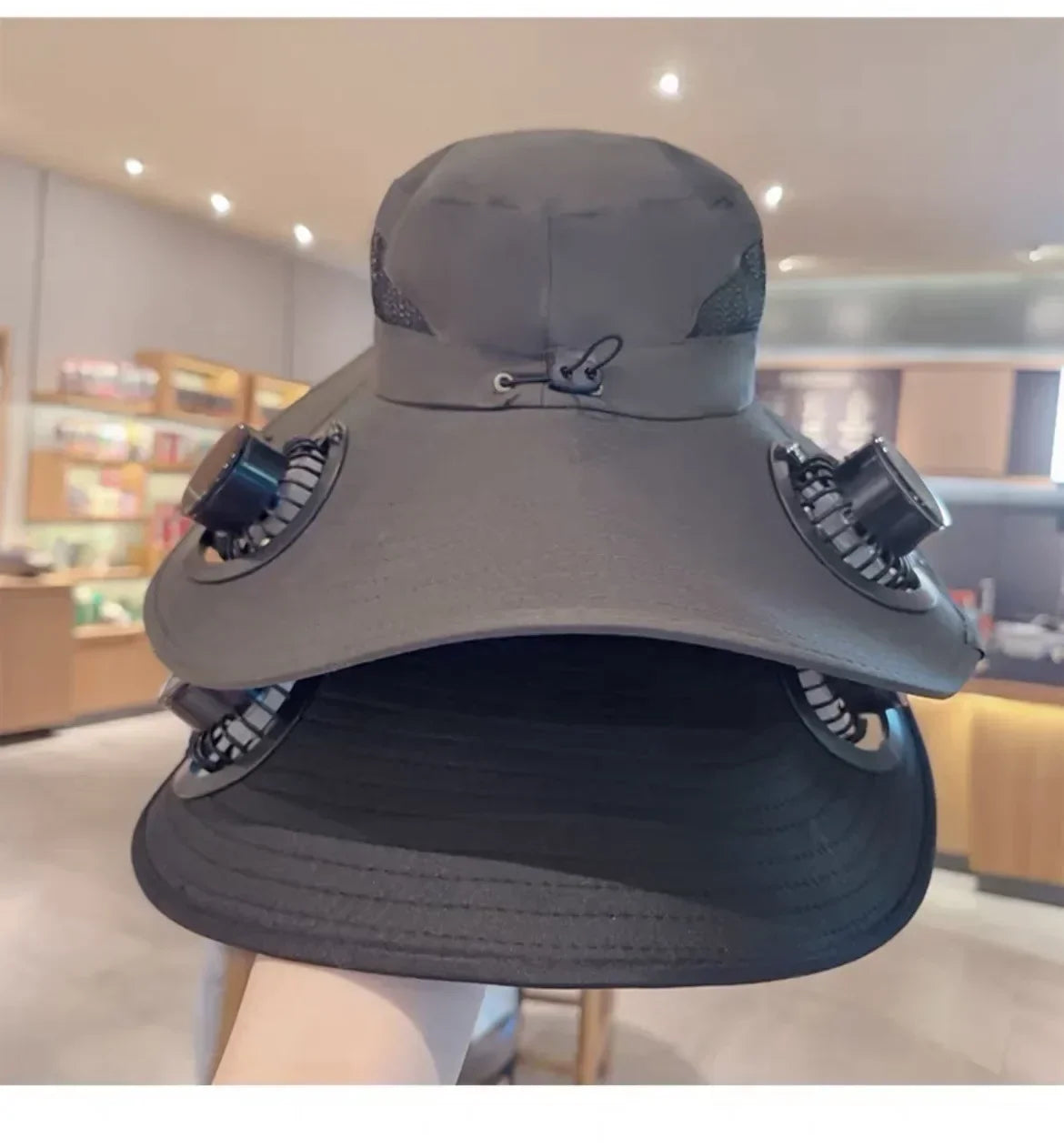 Large Size Quick Dry Bucket Hat with Solar Powered Fan USB Charging Sun Hat for Men Outdoor Hiking Camping Fishing Cooling Wear