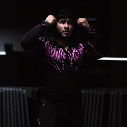 Men'S European Size Sports Fitness Pullover Sweatshirt，Hooded Bodysuit Half-Zip Quick-Dry Stretchy Long-Sleeve Sweatshirt。
