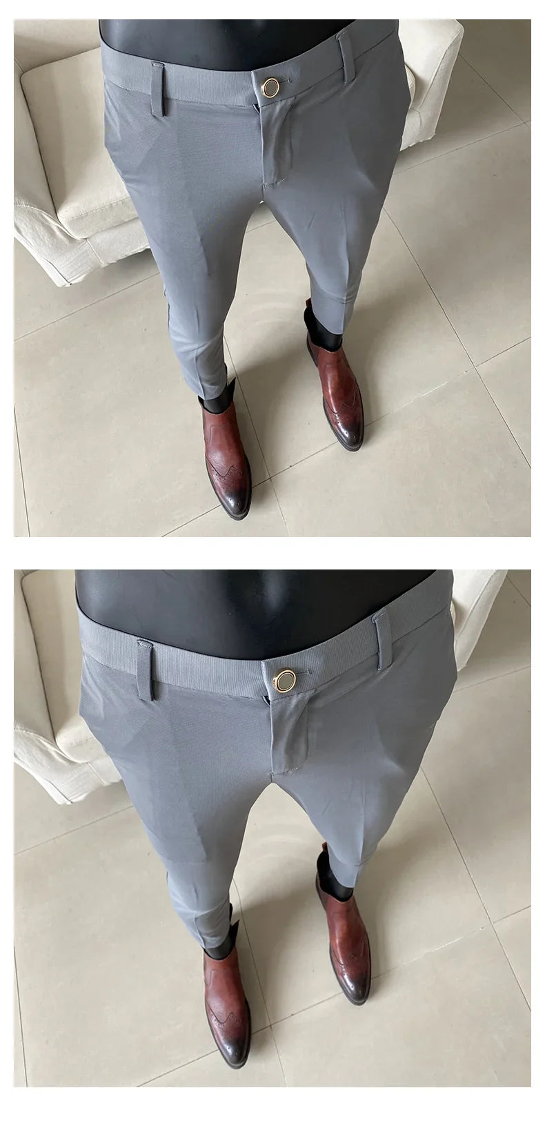 Summer New Light Thin Ice Silk Solid Color Casual Trousers High Quality Fashion Slim Fit Business Social Office Suit Pants