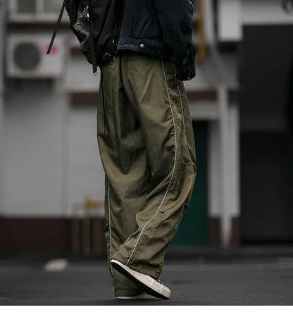 Korean Streetwear Waterproof Outdoor Utility Cargo Pants For Men Quick Dry Adjustable Hem Oversized Sport Casual Pants Trendy
