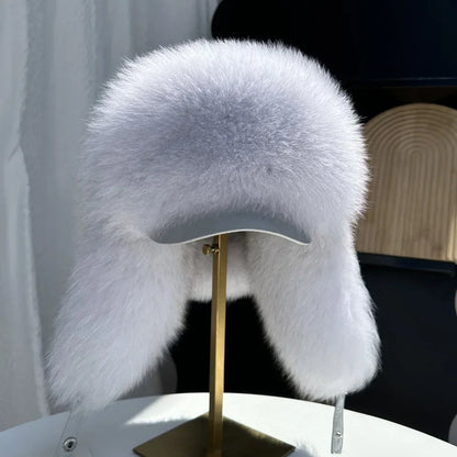100% genuine fox fur ear-protecting hat Men real raccoon fur bomber hat Women winter warm fur real sheep leather snow hat