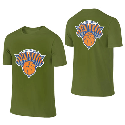 100% Cotton New York Basketball T-Shirt Men's Double Sided T Shirt Men O-Neck Summer Shirts Tops Oversized