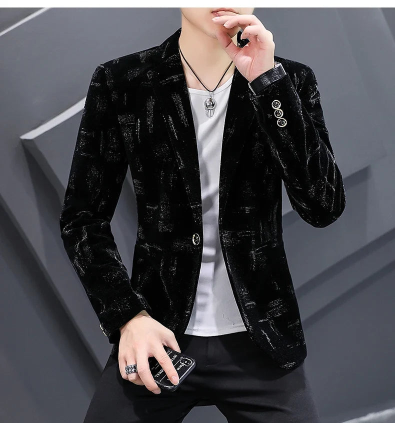 Blazer New Men's Fashion Business Corduroy Gentleman Fit Shopping Outdoor Performance Wedding Banquet Casual Blazer
