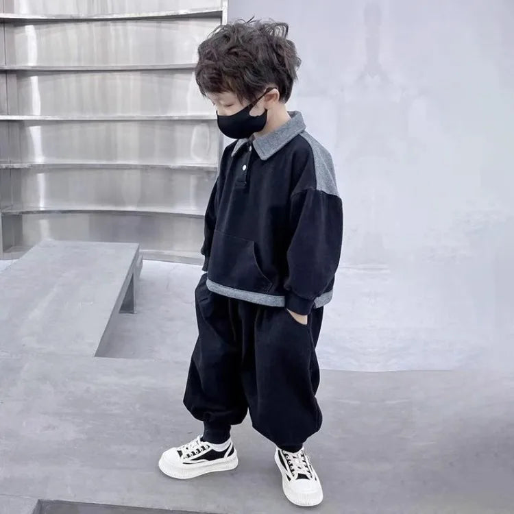 Sweatshirt Set Boys Outfit Kids Sets for Boy Autumn Winter Wear Children's Top Bottom Clothes Elementary Student Men's Korean