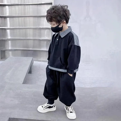 Sweatshirt Set Boys Outfit Kids Sets for Boy Autumn Winter Wear Children's Top Bottom Clothes Elementary Student Men's Korean