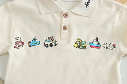New Summer Baby Boys Clothes Sets Children Cute Cartoon Printed Polo Tshirt Shorts 2Pcs/Set Infant Kids Fashion Clothing Outfits