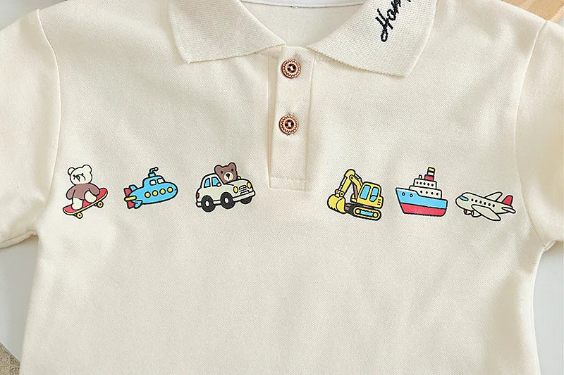 New Summer Baby Boys Clothes Sets Children Cute Cartoon Printed Polo Tshirt Shorts 2Pcs/Set Infant Kids Fashion Clothing Outfits