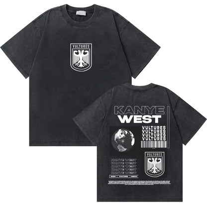 Washed Vintage Rapper Kanye West Graphic T-shirts THE LIFE OF PABLO Cover Print Tshirt Men Hip Hop Fashion Oversized T Shirts