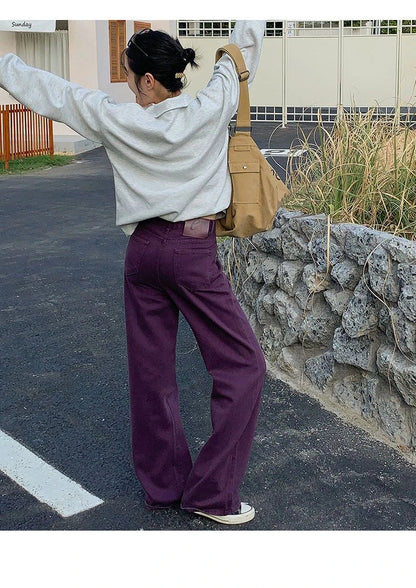 FINEWORDS Vintage High Waist Loose Jeans Women Wide Leg Korean Casual Washed Denim Jeans Streetwear Harajuku Wide Leg Jeans