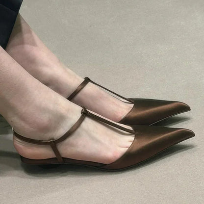 Sexy Pointed Toe Satin Low Heel Sandals Women Elegant Ankle Strap Kitten Heels Women Pumps Summer Fashion Casual Heels Sandals