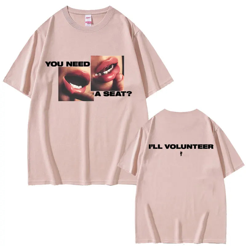 Hit Me Hard and Soft You Need A Seat I'll Volunteer Same Style T-shirts Men Women Fashion Pop Music T Shirts Oversized T-shirt