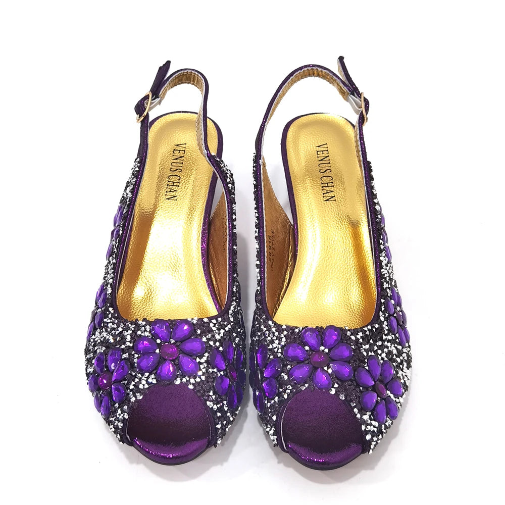 Summer Sandals for Party and Weddings Peep-Toe Bridal Shoes Women 2023 Comfortable Shoes and Bag Set for Lady