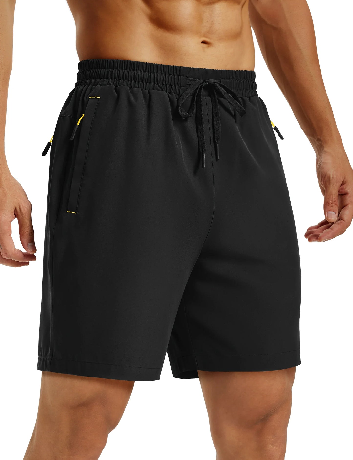 Mens Hiking Shorts Summer 7" Quick Dry Lightweight 3 Zipper Pockets Workout Gym Fitness Athletic Running Shorts Male